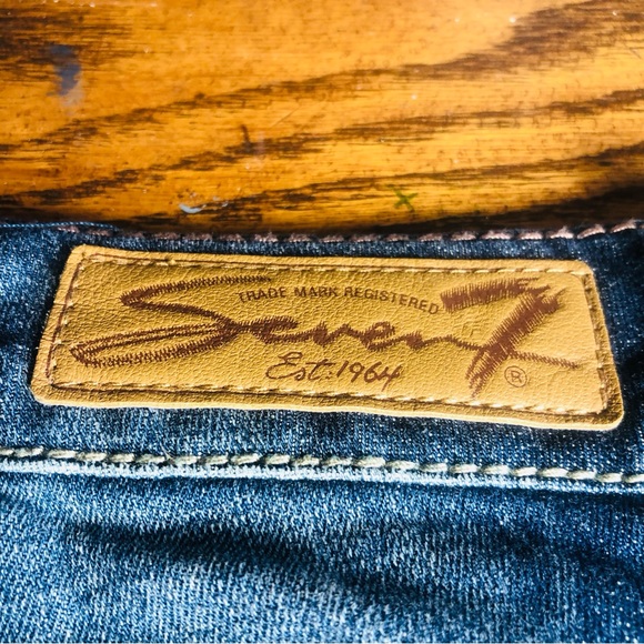 Seven 7 Womens Destructed Boot Cut Jeans Blue Med Wash Stretch Denim Sz 30 - Picture 9 of 9